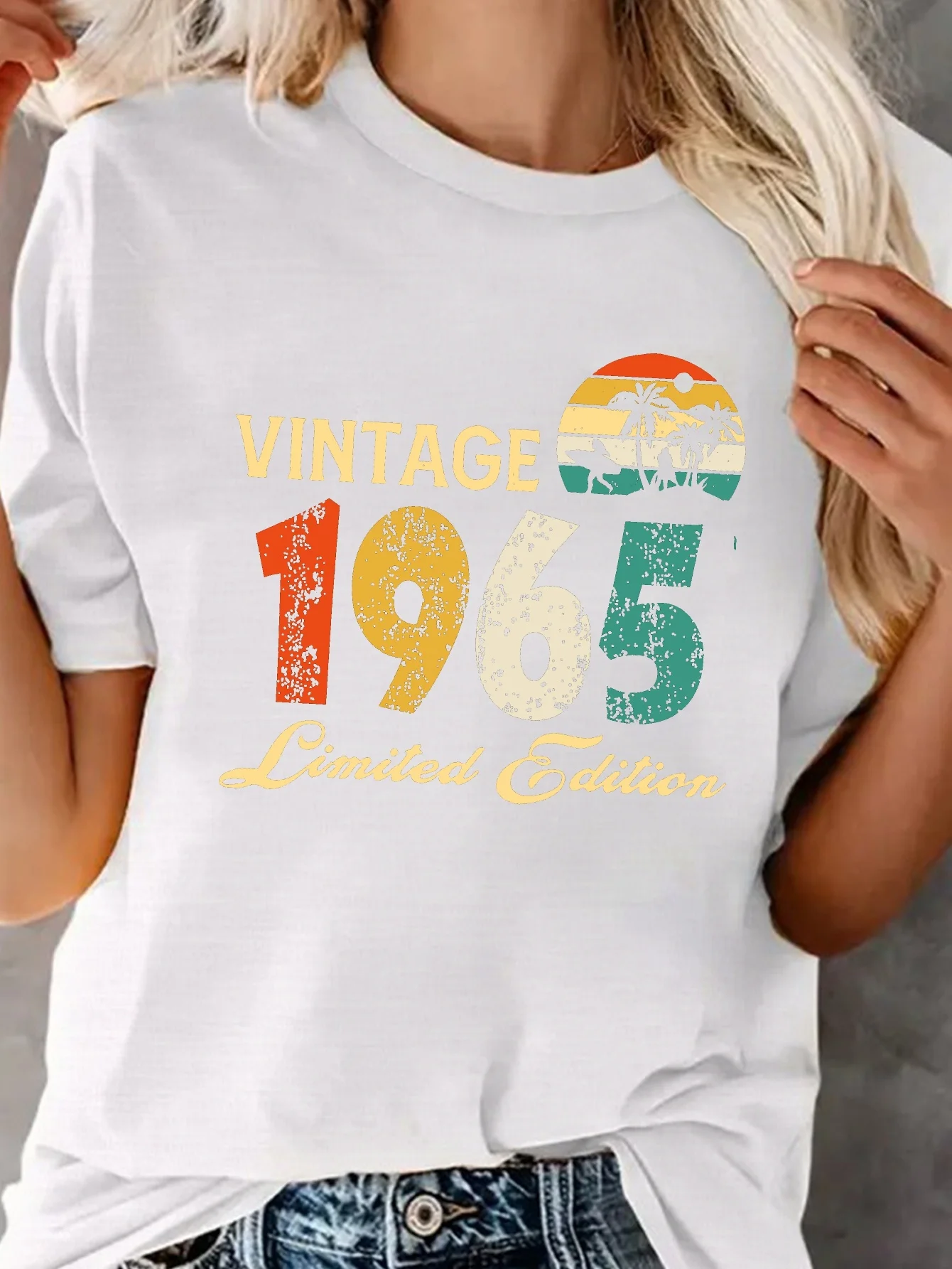 VINTAGE 1965 Limited Edition Print Classic Basic Top T-Shirts Fashionable Short Sleeves Casual Cool Tees