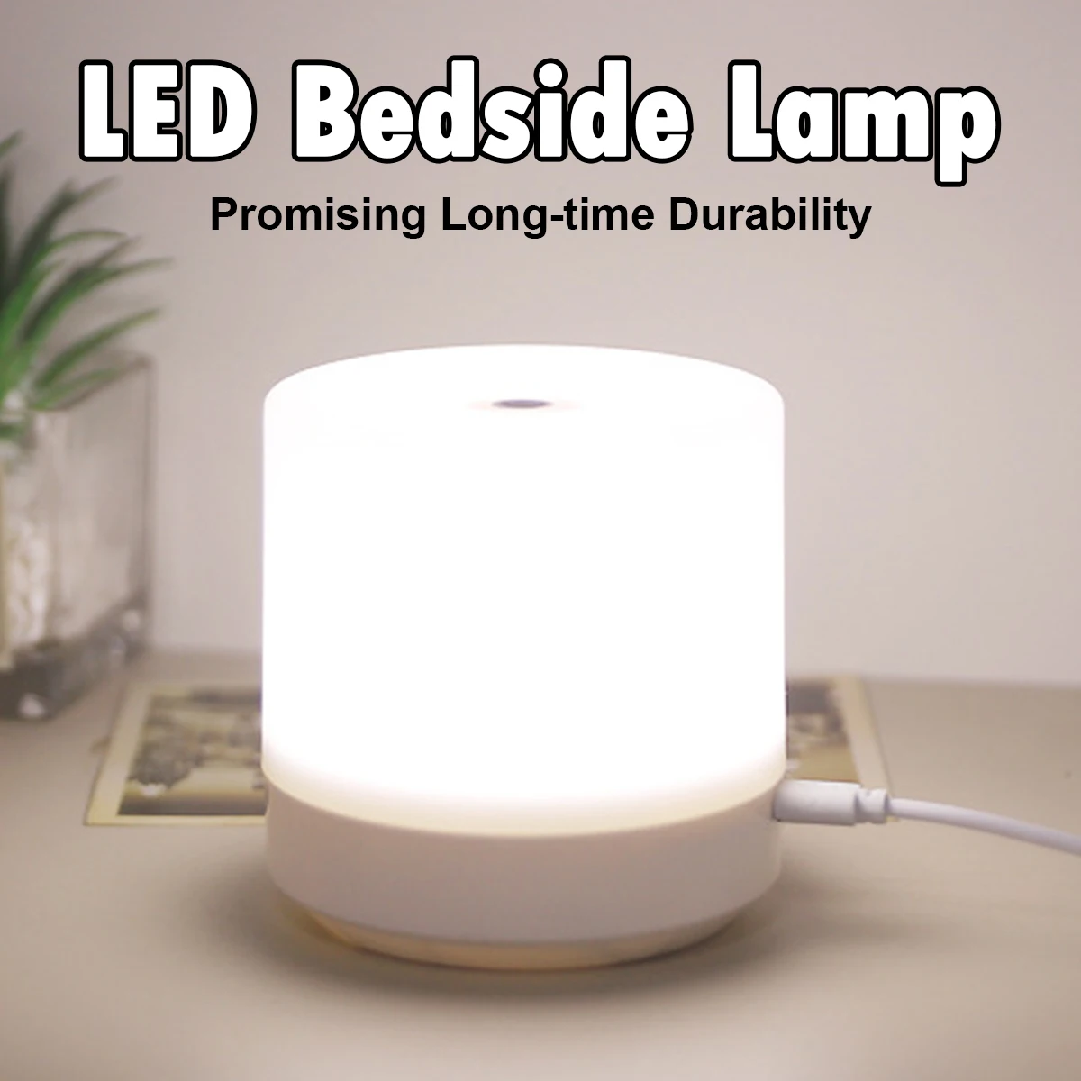 Led Bedside Lamp 3 Colors Reading Eye Touch Night Bedroom Light Dimming Rechargeable Portable Stepless For Desk Usb Sensor Table