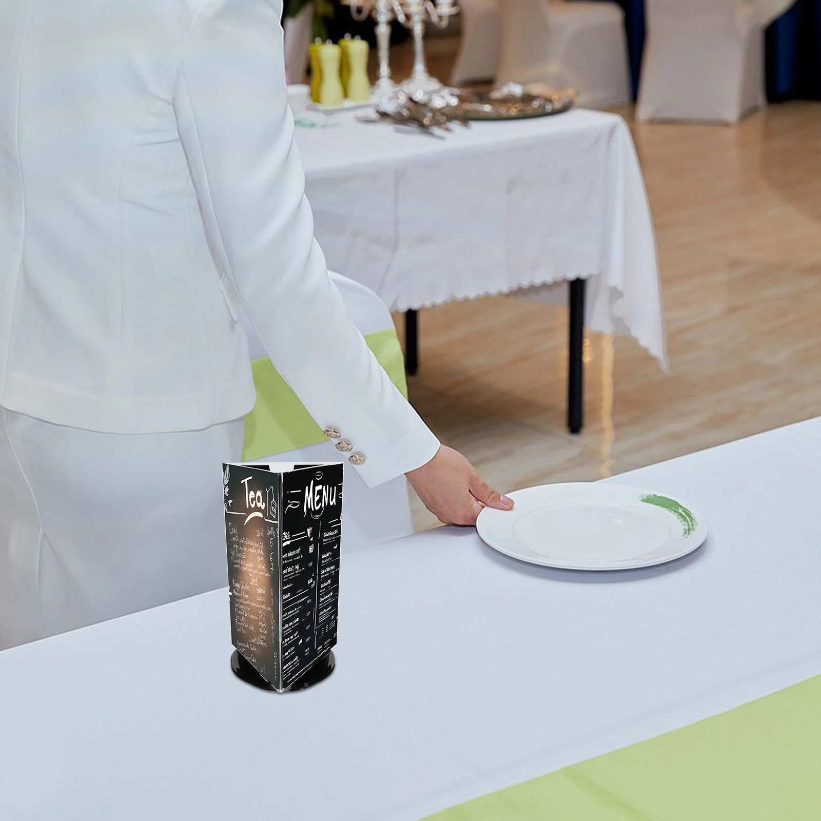 Drehbarer Tischkarten-Acryl-Displayständer, transparenter Menühalter für Schreibtisch, Papier, Schilder, Preise, Menüs, Getränkemisten, kommerzielle Nutzung