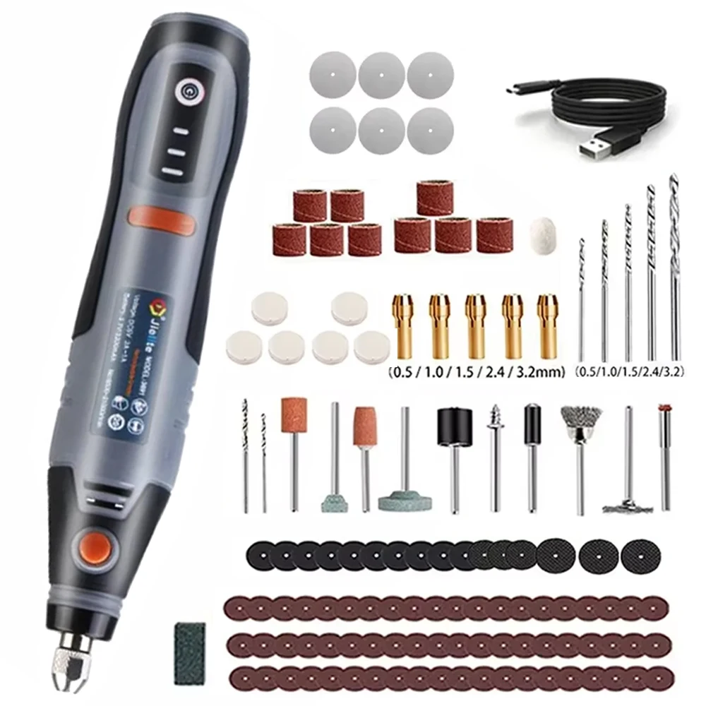JANGKLIFE USB draadloos roterend gereedschap Dremel miniboor graveerpen elektrische mini draadloze boormachine met accessoires DIY-set