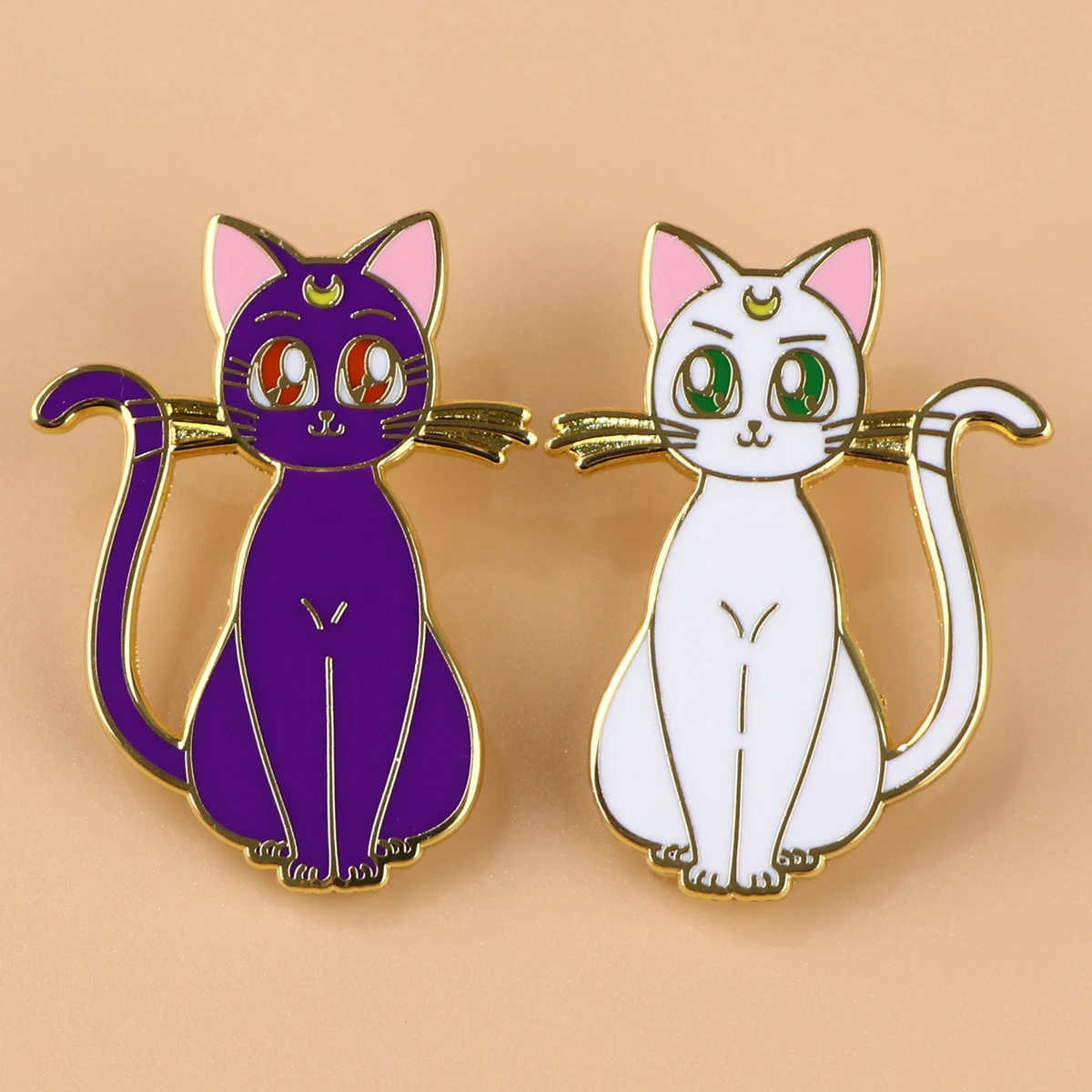 Moon Cats Pins Anime Cute Enamel Pin Women's Brooch Backpack Badges Brooches for Clothing Badges Jewelry Fans Accessories Gifts