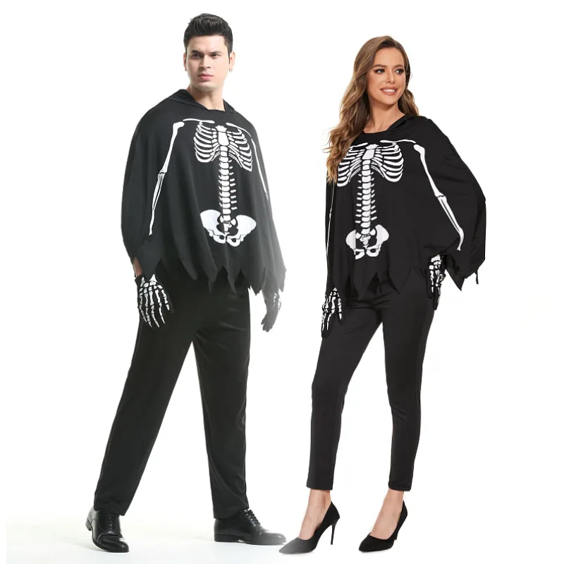 Disfraz de Cosplay para hombre y mujer, disfraz de esqueleto aterrador con estampado de zombi, máscara de zombi, Calavera, Halloween, fiesta de Carnaval