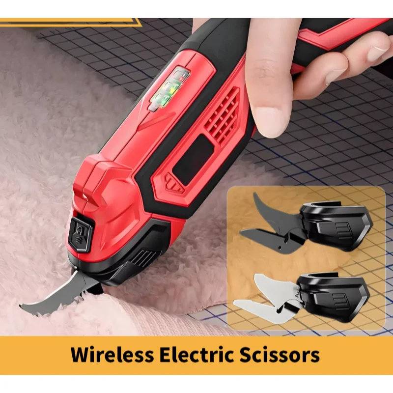 

Cordless Electric Scissors 2 Blades Portable 4V Shears for Fabric Cloth Leather Cardboard Carpet DIY USB Cutting Tool 11000RPM