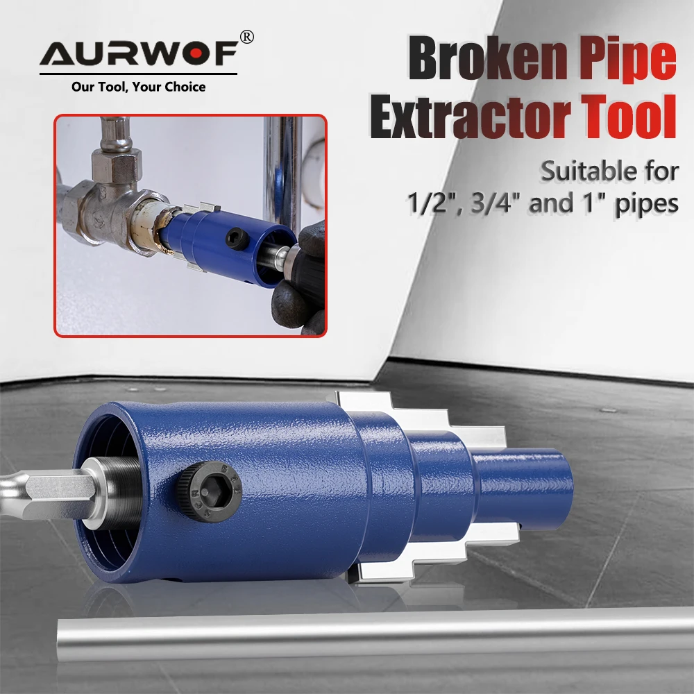AURWOF Faucet Angle Valve Broken Wire Extractor, 4/6 Point Pipe Screw Remover Set, Plumbing Tool With Hex Shank AQ004