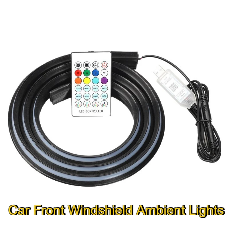 Auto-Frontscheiben-Ambientebeleuchtung Mehrfarbige Universelle LED-Innenbeleuchtung Versteckte Streifen-Symphonie Atmosphärenlampe Innenraum-Zubehör