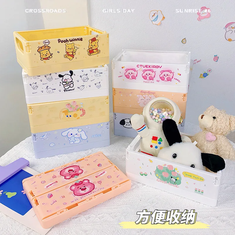 Kawaii Sanrio Anime Hobby Kuromi Cinnamoroll Pochacco Cartoon Desktop Storage Box Foldable Organizing Box