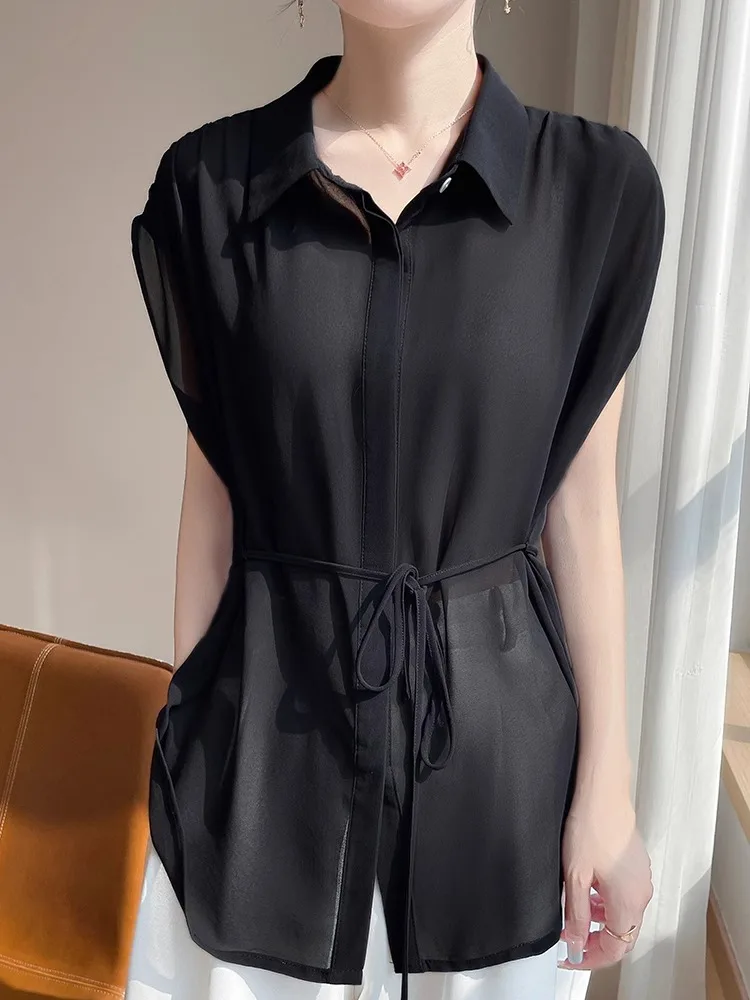 Slimming Effect Summer New Sle Thin Material Loose Women's  Collar Svel irt Base Layer Tank Top Faionable