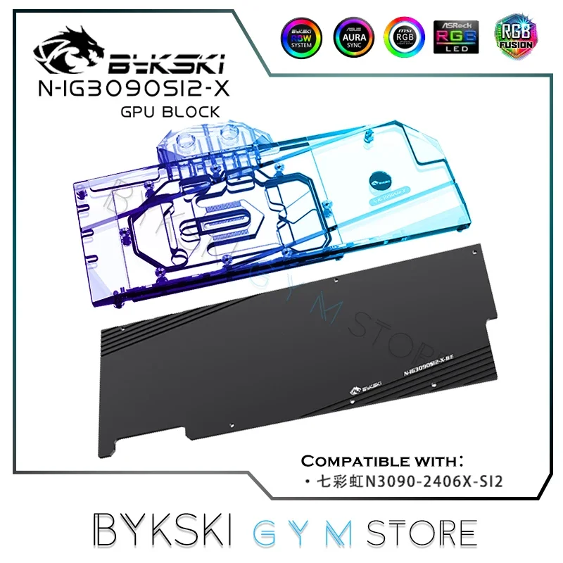 Bykski GPU Water Block For Colorful iGame N3090-2406X-SI2 Graphics Card Watercooler, 5V ARGB AURA, N-IG3090SI2-X