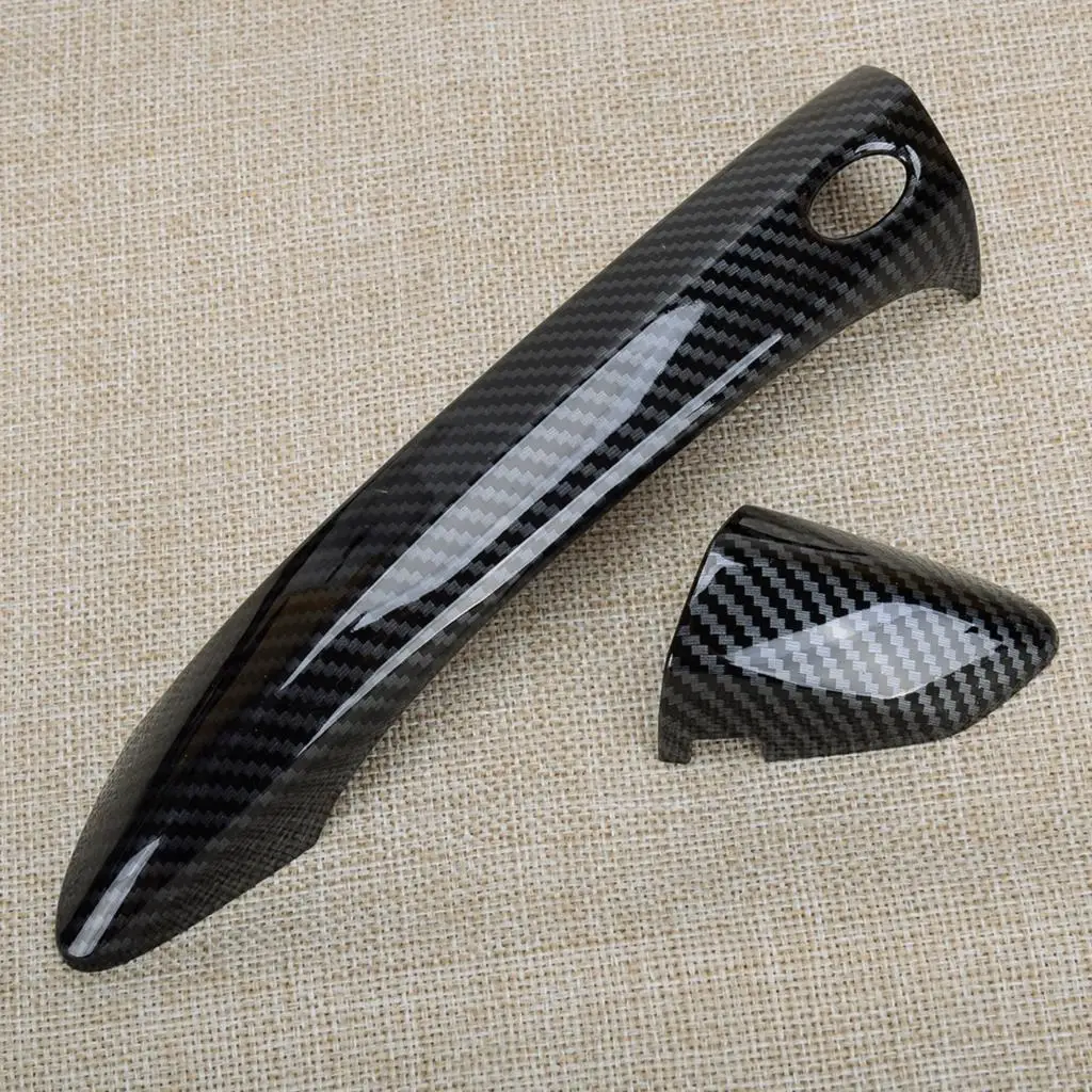 1 Set Car Exterior Side Door Handle Bowl Cup Cover Trim Fit for Hyundai Santa Cruz 2022-2023 Black Carbon Fiber Style ABS