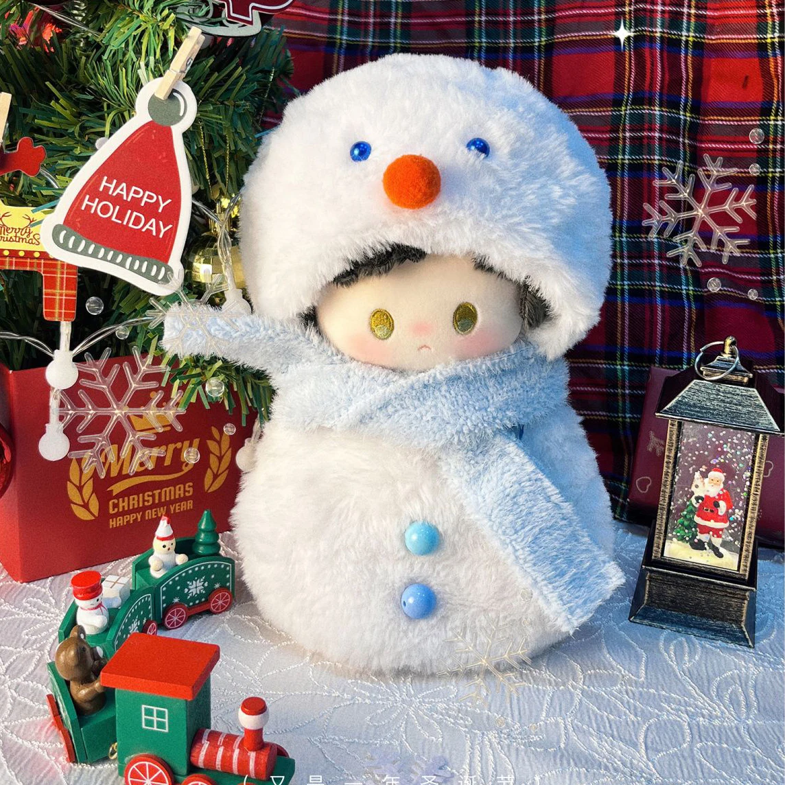 

20cm Cotton Doll Clothes Christmas Snowman Outfit, Cute Winter Plush Costume for Normal & Chubby Body Dolls