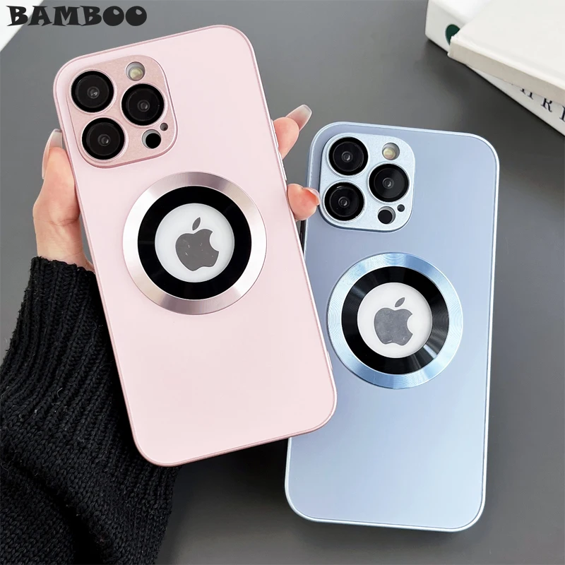 

Fashion Frosted AG Glass Soft Silicon Frame Anti-drop With Lens Film Case for iPhone 14 Plus 13 Pro Max Magsafe Magnetic Cover