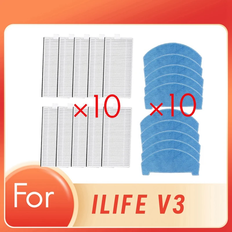 Filtro de fregona de 20 piezas diseñado específicamente para el reemplazo de piezas de limpiador de robot de barrido ILIFE V3X