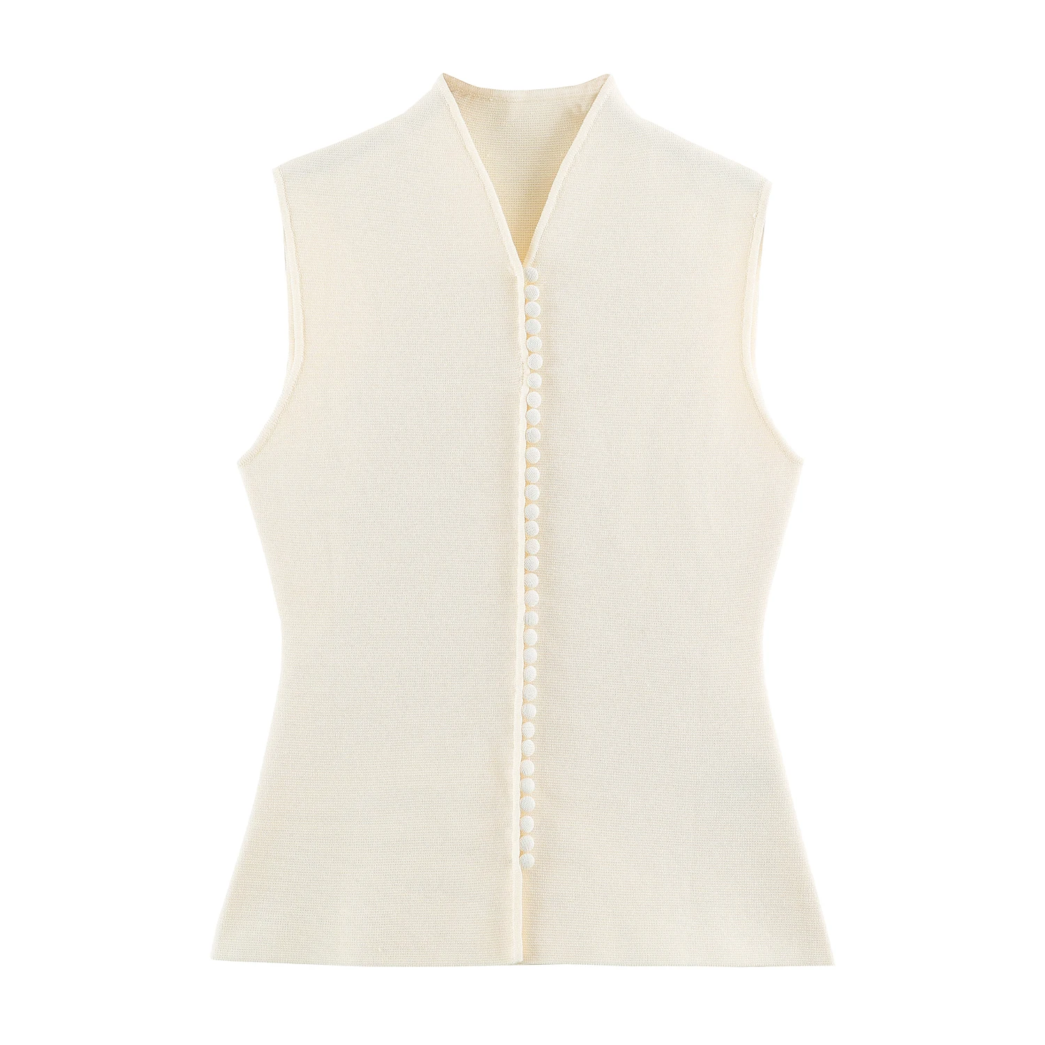 Guobioziy Women's Top 2026 Summer New Minimalist Fashion Sleeveless V-Neck Button Detail Knit Vest Top
