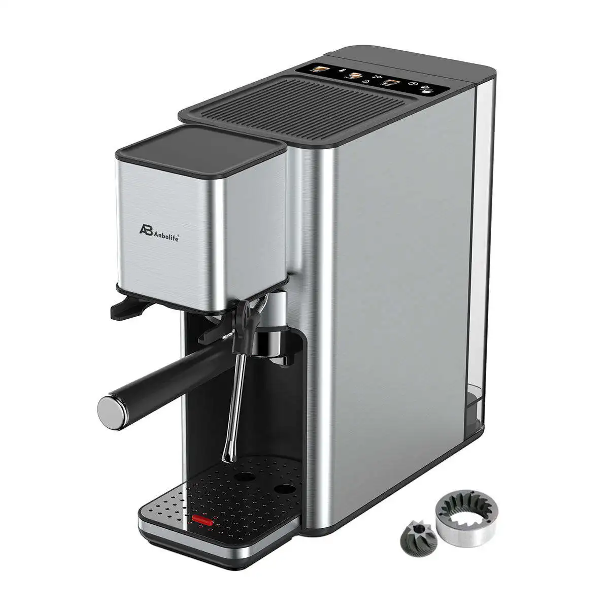 2 in 1 Espresso Coffee Machine With Built-in Conical Burr Grinder 15Bar PID Temp Control Coffee Maker for Home Office