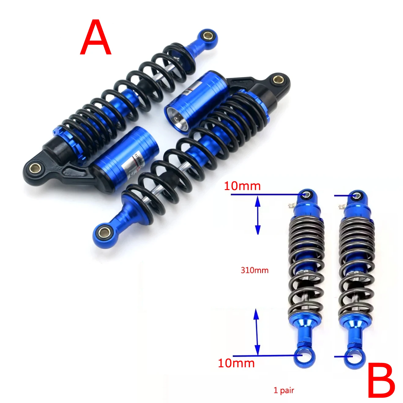 1 Paar 310mm blauer Airbag Stoßdämpfer Motorrad ATV Roller CNC Gas Stoßdämpfer Hinterrad aufhängung Dirt Pit Bike 125cc 150cc