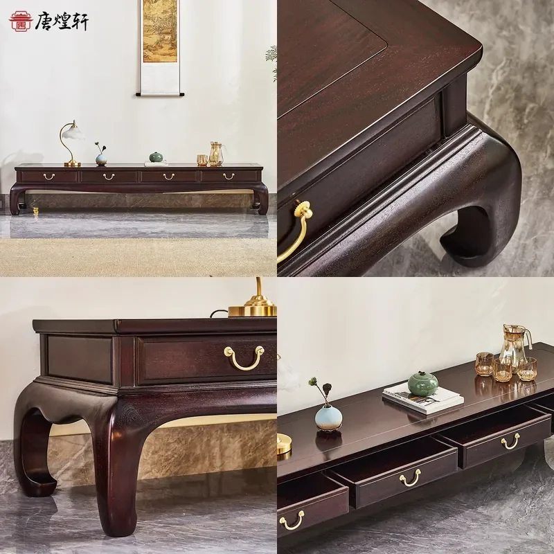For Small Apartment Living Room TV Cabinet African Lobular Red Sandalwood Zambia Blood Sandalwood Simple Mahogany Furniture