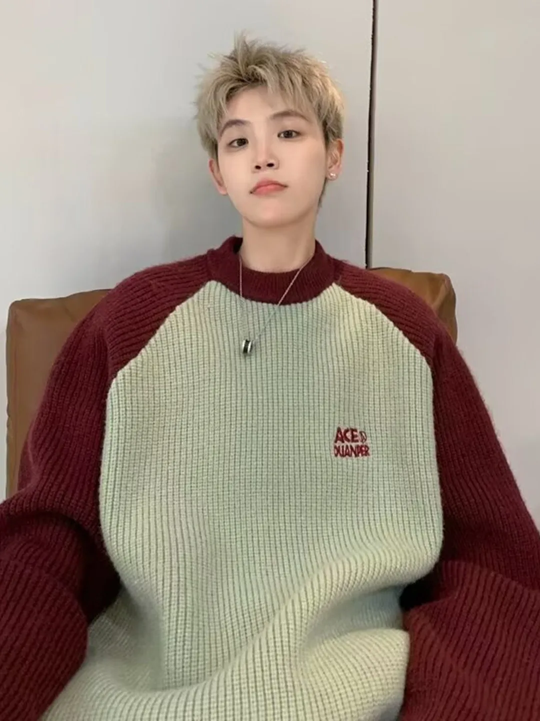 

Oversize Men's Knitted Sweater Patchwork Loose Casual oulder Sve Vintage Sle Leisure College Faion Warm Long Sve