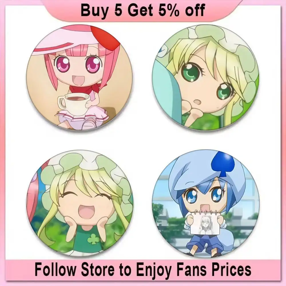 Manga Character Shugo Chara Creative Badges Anime Round Laser Badge Cartoon Brooch Clothes Backpack Accessories Lapel