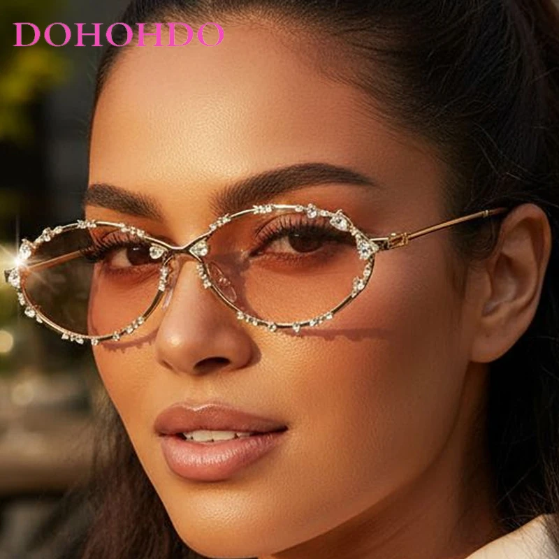 

Fashion Classic Imitation Diamond Oval Sunglasses Women Vintage Punk Sun Glasses Men Brand Driving Eyewear UV400 Lentes De Sol