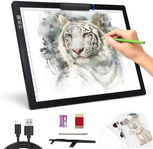 

Rechargeable A4 Light Pad - 6-Level Dimmable Tracing Board for Vinyl, Diamond Art & More