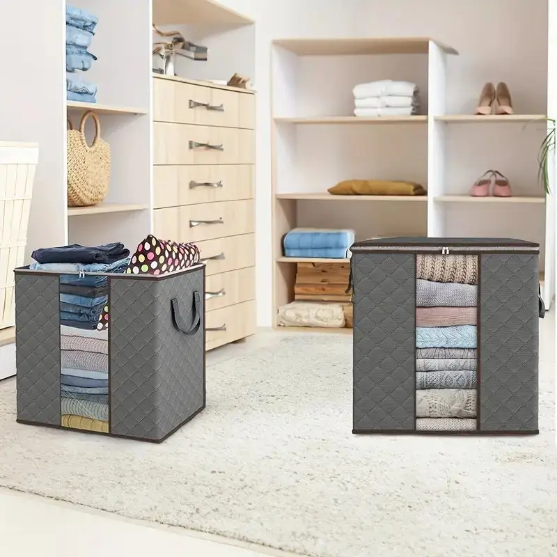 

3Pcs Large Capacity Clothes Storage Bag Foldable Waterproof Cabinet Wardrobe Organizer Household Quilt Pillow Blanket Container