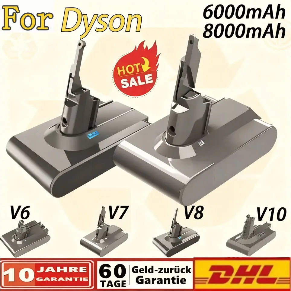 21.6V pour Dyson V6 V7 V8 V10 batterie 12800mAh batterie de remplacement pour Dyson V6 V7 V8 V10 aspirateur batterie Rechargeable
