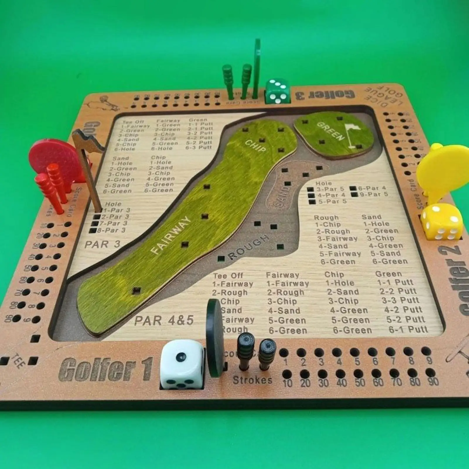 Golf Dice Game Wooden Challenging Golf Toy Party Games for 1-4 Players Adults Family Tabletop Indoor Play Entertainment