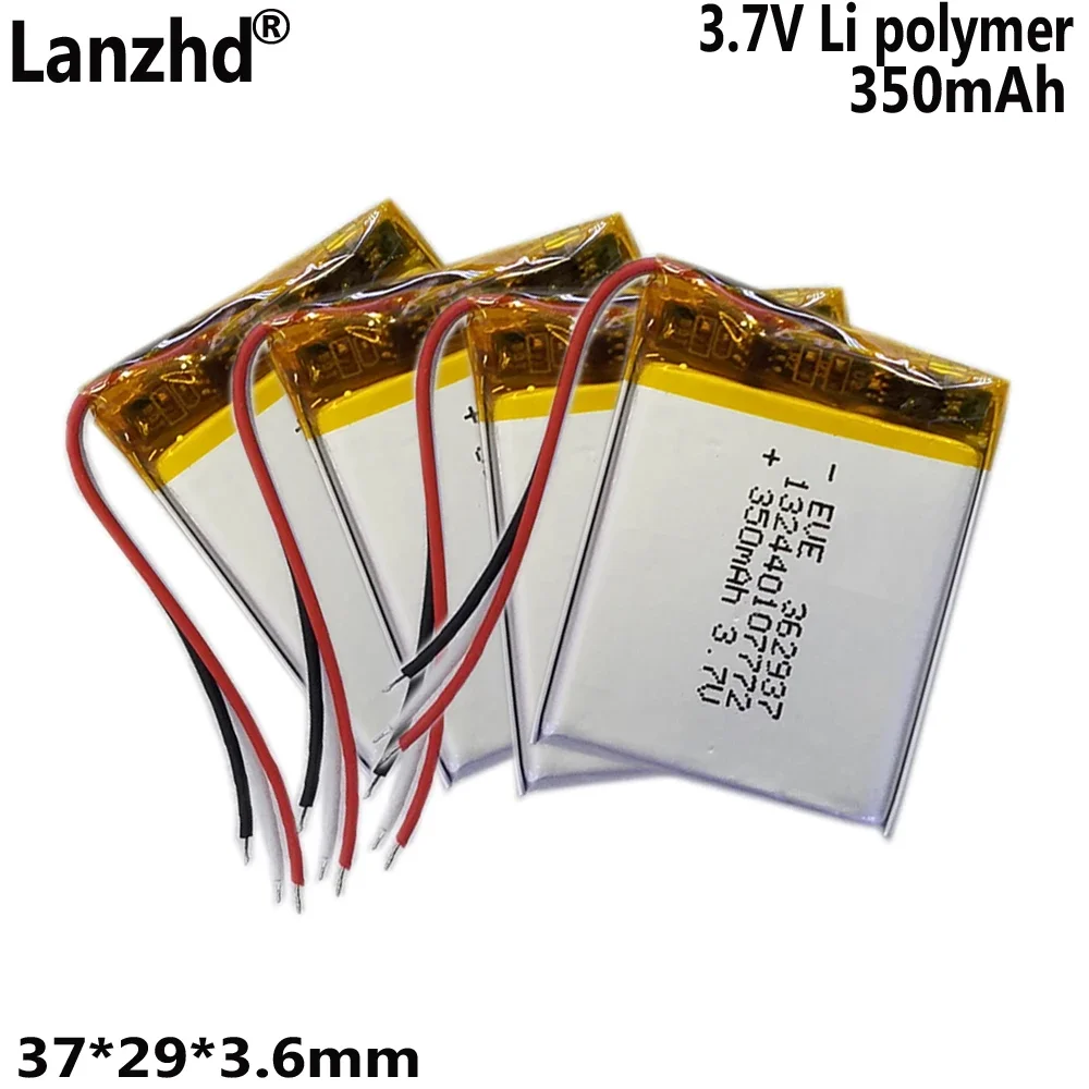 3.7V 350mAh lithium battery 362937 353035 353040 For dashcam electronic watch battery DVD CD MP4 PDA 3.6*29*37mm