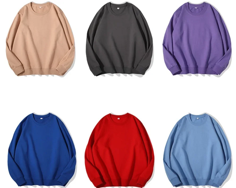 Sudadera de primavera y otoño para mujer, jerséis Harajuku lisos con cuello redondo, sudaderas informales de algodón Multicolor para mujer, ropa informal de punto 2024