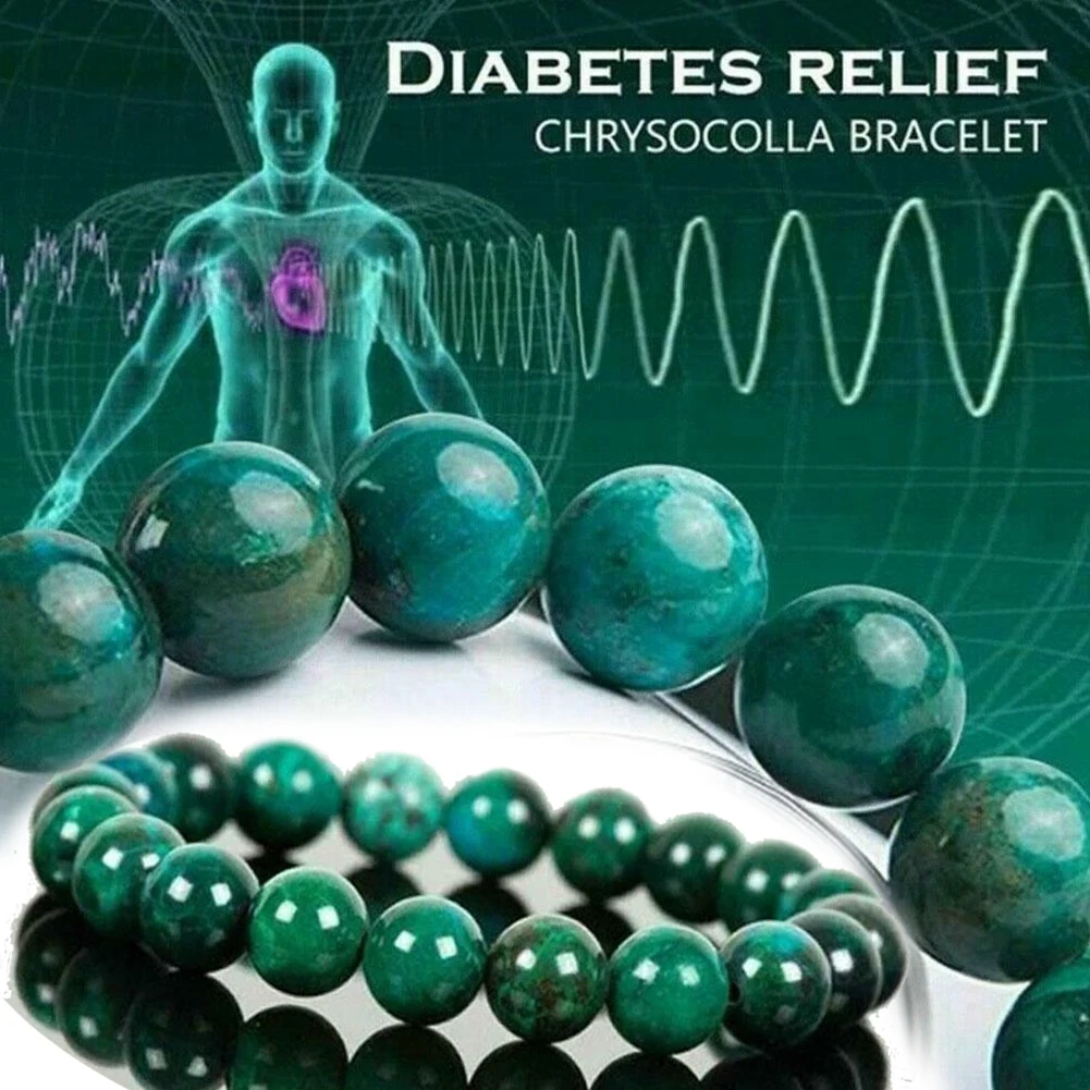 1-2pcs Natural Malachite Stone Chrysocolla Bracelets Diabetes Relief Healing Jewelry 6/8/10mm Beads Bracelets for Women Men