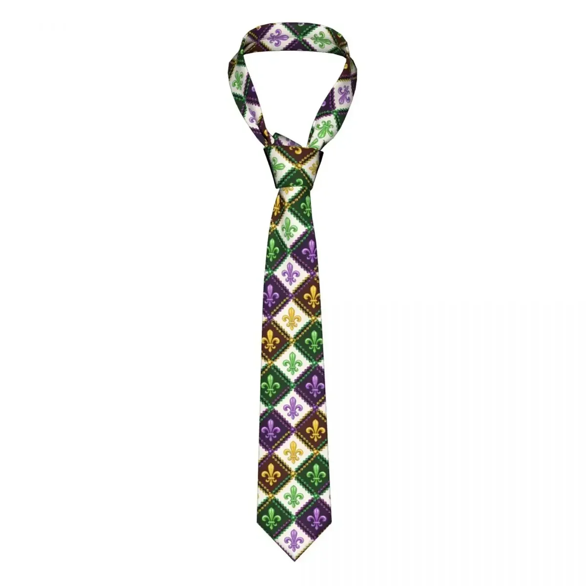 

Mens Tie Classic Skinny Geometric Fleur De Lis Mardi Gras Neckties Narrow Collar Slim Casual Gift