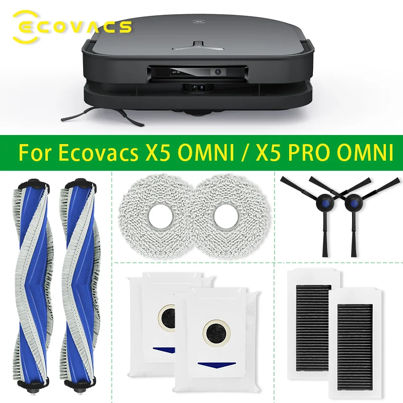 

Compatible for Ecovacs X5 OMNI / X5 PRO OMNI Robot Vacuum Cleaner Dust Bags Accessories Main Side Brush Mop Cloth Replacement