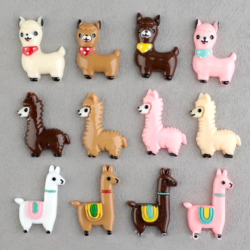 10Pcs Vintage Llama Resin Flatback Cabochons for Scrapbooking DIY Bow Jewelry Making Phone Decoration Accessories Alpaca Charms