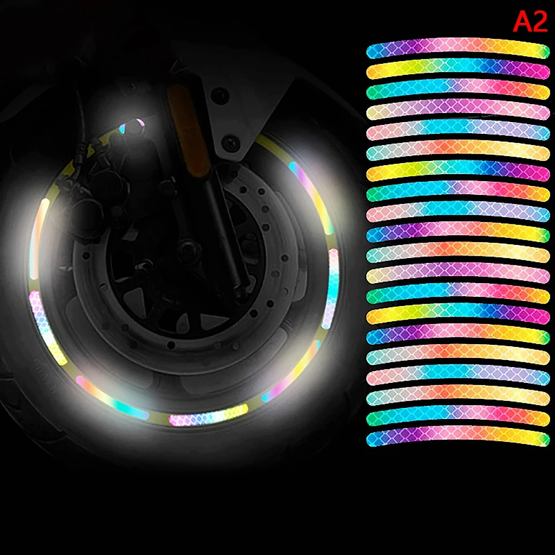 20pcs Car Wheel Hub Reflective Strips Tire Rim Colorful Stickers Driving Decors for Car-Styling Accessories