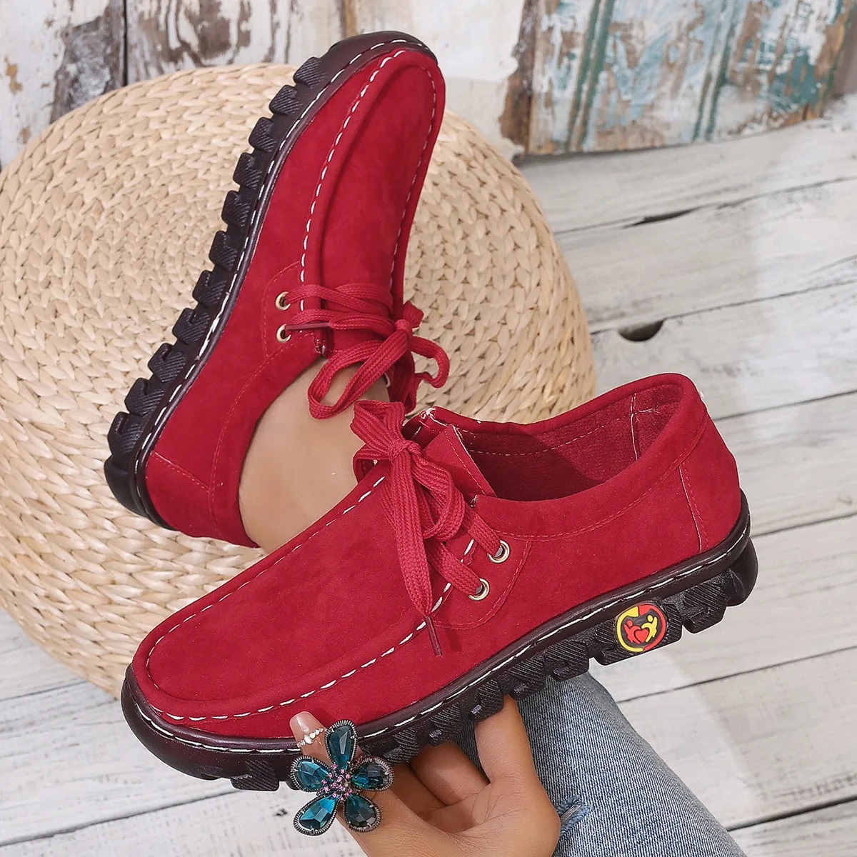 

Autumn Womens Casual Shoes 2025 New Lace Up Faux Leather Loafers Shoes Comfortable Soft Sole Mom Shoe Women Flat Sneakers Ladies