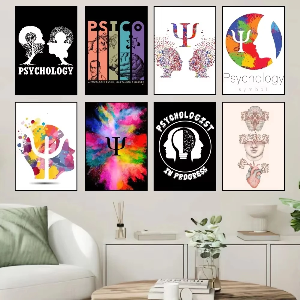 Póster con logotipo de psicología profesional de psicólogo, pintura en lienzo, pintura de pared, dormitorio, sala de estar