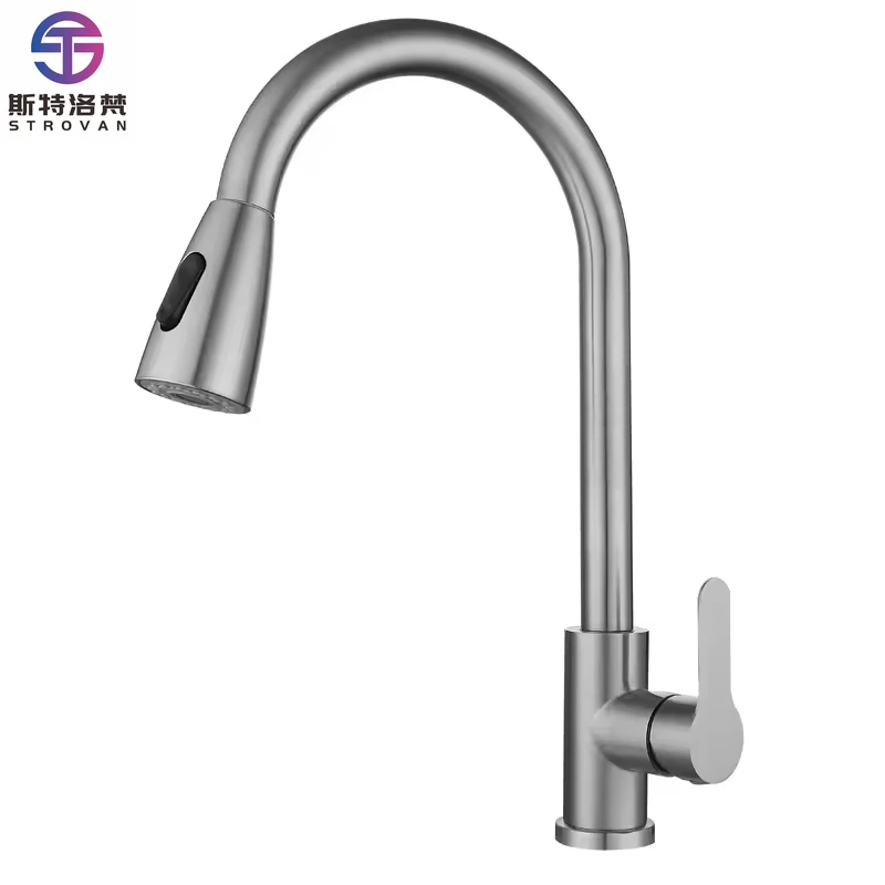 Smart Modern Single-Handle Touchless Stainless Steel ABS Kitchen Faucet Pull Down Sprayer Splash-Proof Water Tap Design