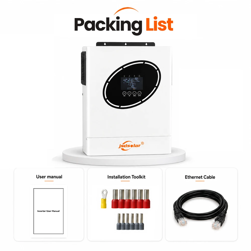 Jsdsolar 48V 12kW Hybrid-Solarwechselrichter Parallel 230Vac Dual MPPT 160A Laderegler Dual PV-Eingang Leistung 7500W X2 Max Parallel 6 Stück RS232 RS485 CAN