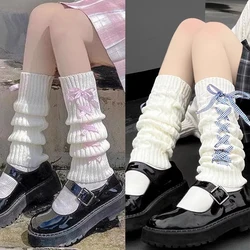 Lolita Leg Warmer Japanese Gothic Long Socks Ribbon Leggings Gaiters Knee Goth Winter Sock Knitted Cuffs Ankle Warmer for Women