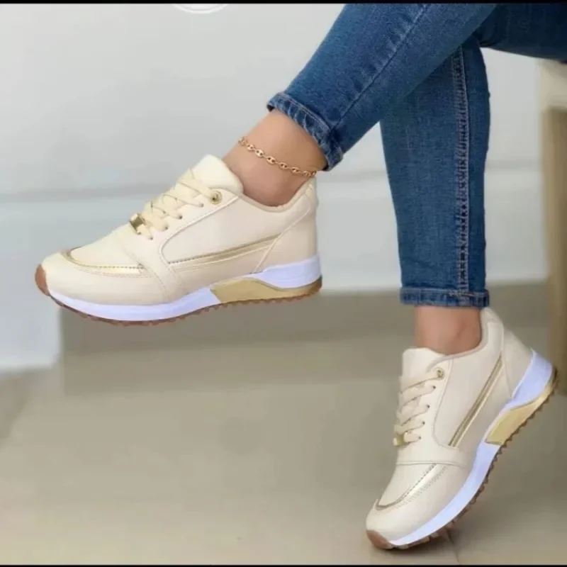 Sapatos vulcanizados femininos moda tênis luz causal apartamentos rendas até esporte tênis de corrida para mulher zapatillas mujer