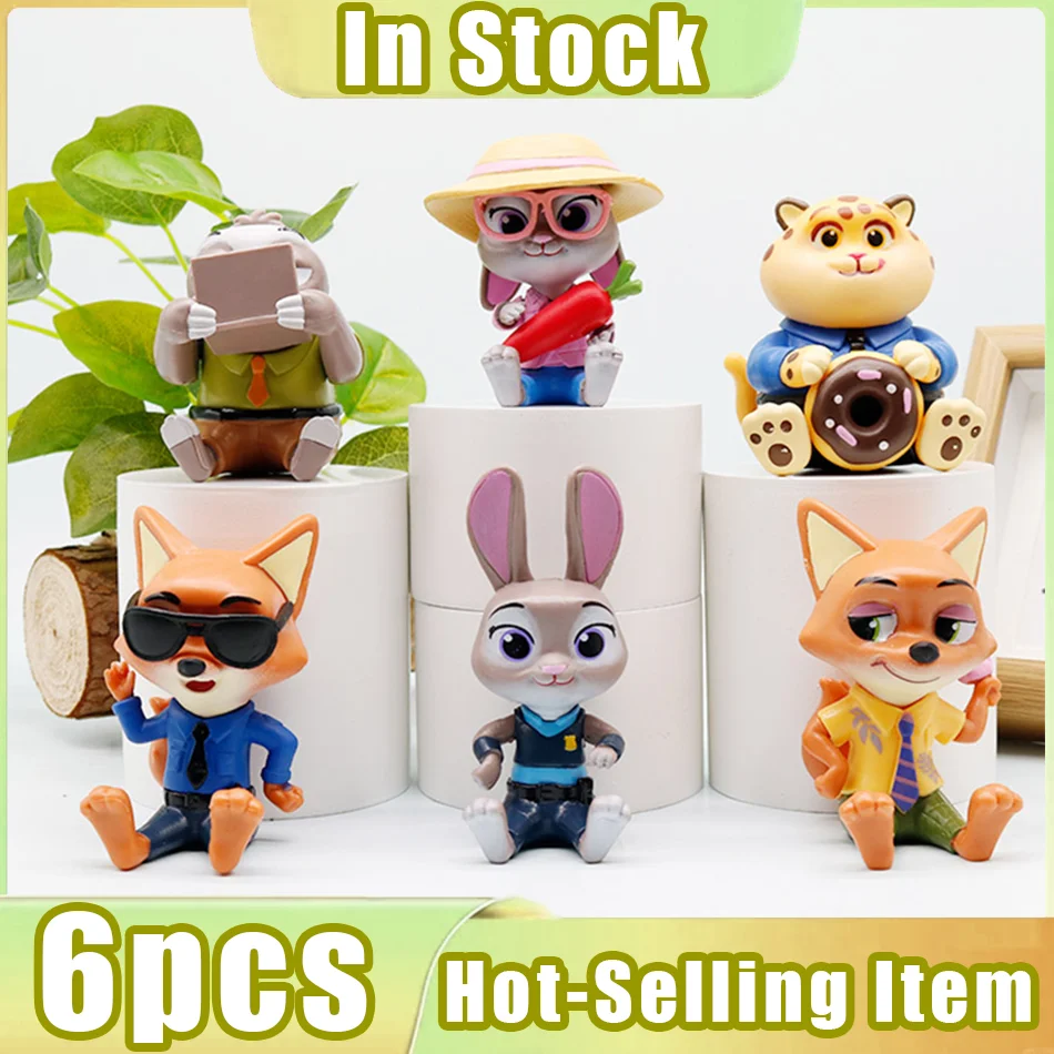 

In Stock Zootopia Action Figures 6-Piece Set Collectible Doll Model Desktop Decoration Kids Birthday Gift