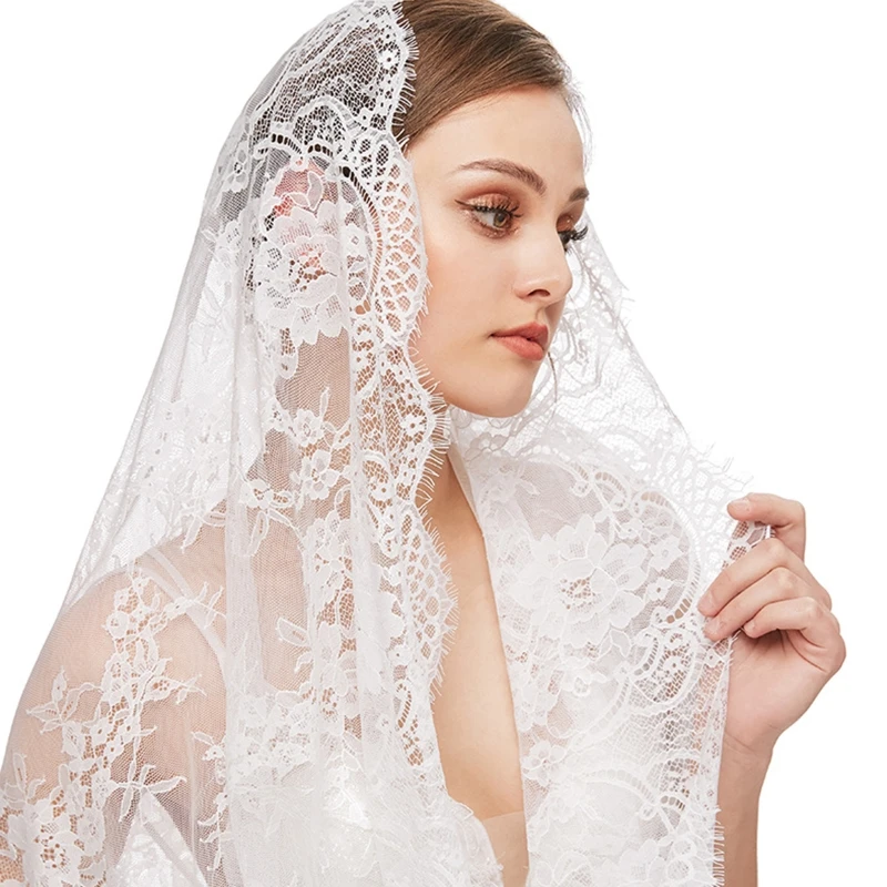 Lace Mantilla Veil Soft & Comfortable Exquisite Floral Design for Head Covering for Women Girls Catholic Church Veils