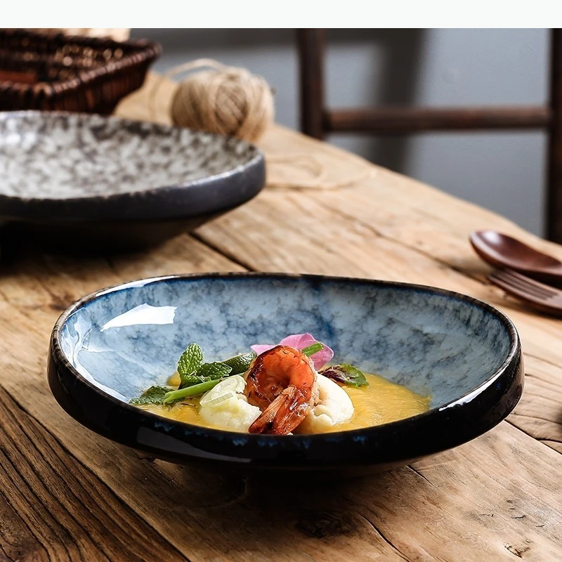 Irregular Ceramic Dinner Plate Dessert Plate Snack Plate Plates Thick Soup Plates Restaurant Special Tableware