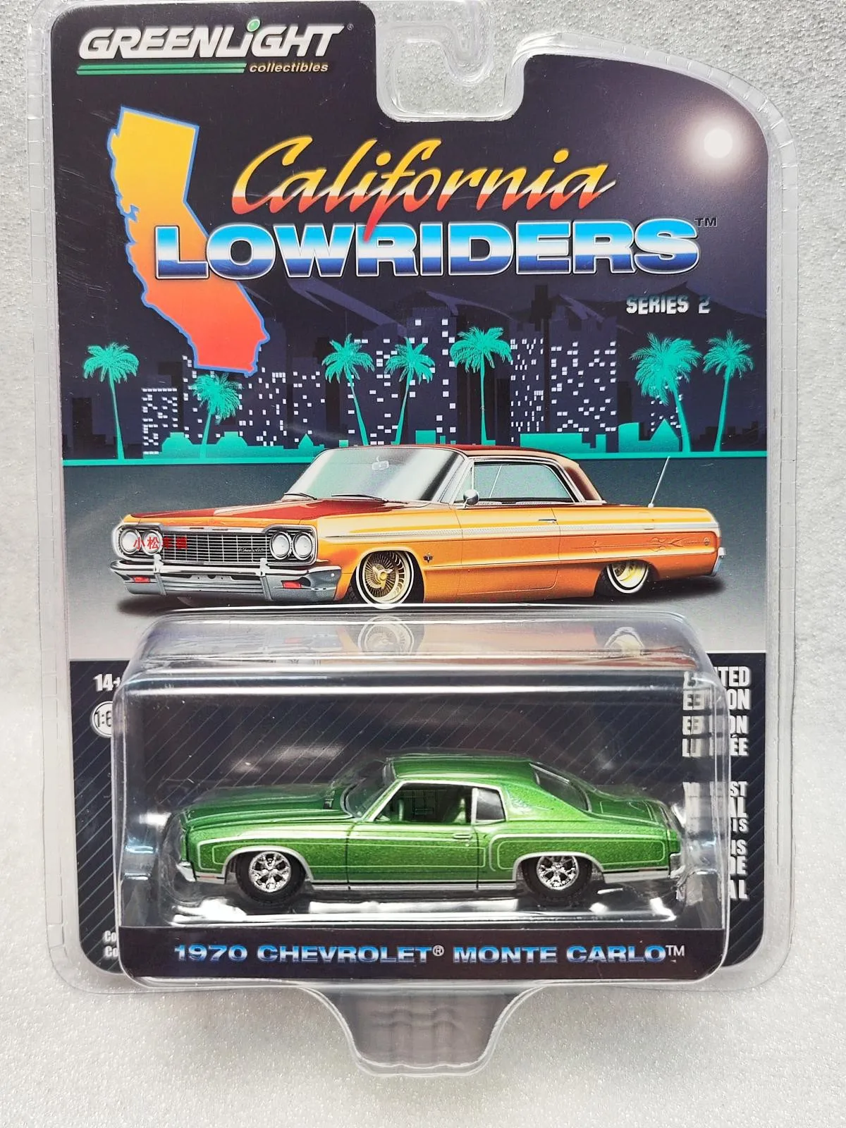 1:64 California Lowly Collection 2-1970 Chevrolet Monte Carlo - Green Collection of car models