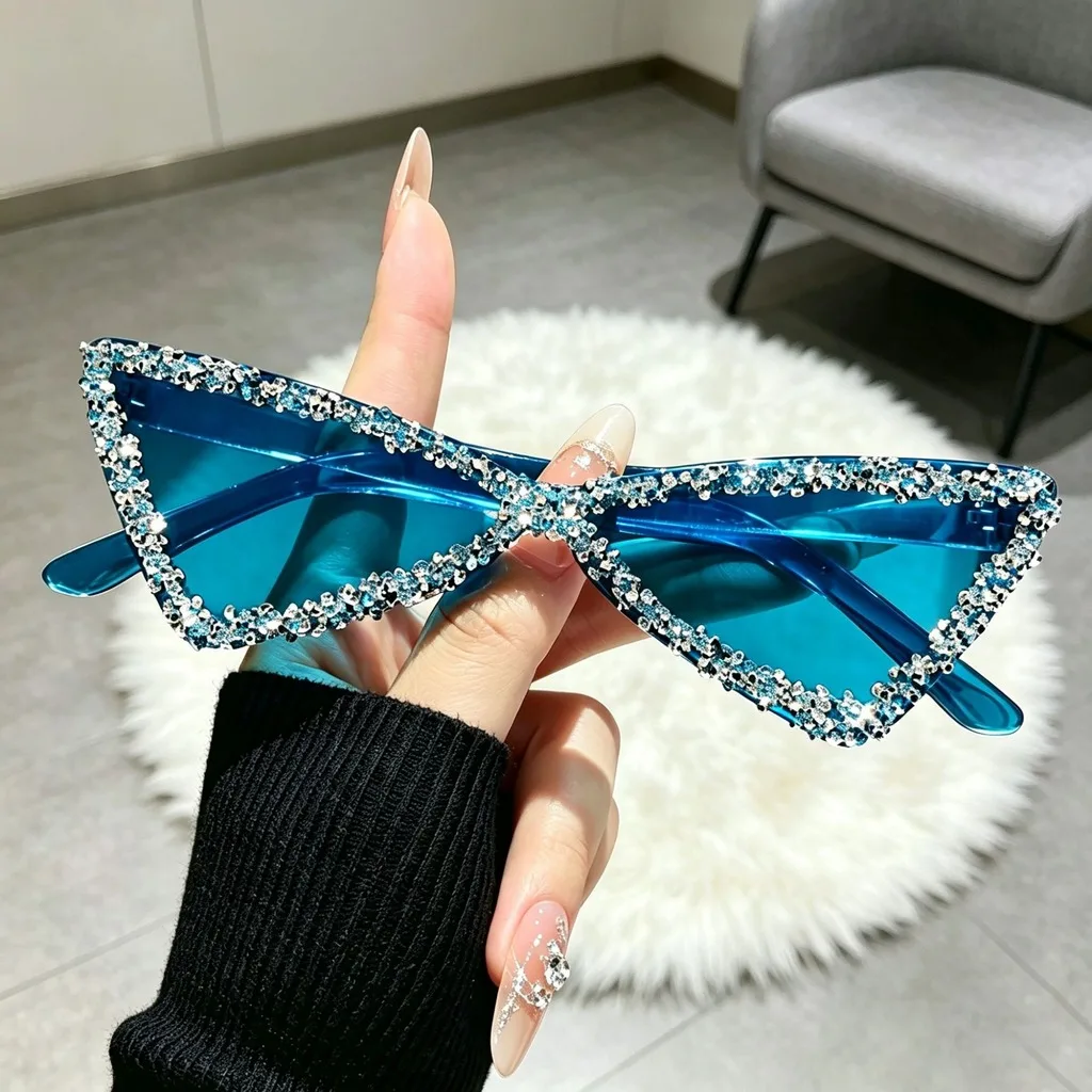 Rhinestone Triangle Sunglasses Women Men Sun Glasses Eye Glasses Goggle Stylish Fashion Eyewear For Party Outdoor