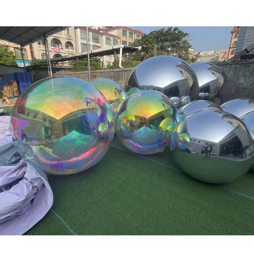 2024 Hanging Inflatable Mirror Ball Giant Disco Inflatable Mirror Balloon Large Silvery Christmas Spheres For Stage Decoration