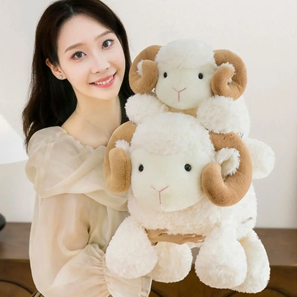 

Simulation Doll Lying Baby Goat&Cow Doll 23/38cm PP Cotton Cute Animal Toys Cute Soft Big Horns Goat Toys Easter Gifts