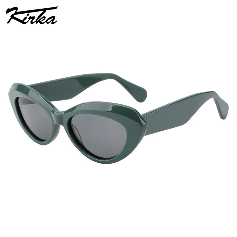 Kirka Polarized Sunglasses Female Fashion Triangle Cat Eye Optical Famous Brand Thick Frames Wide Temple in 4 Colors WD5079