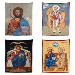 God The Father Jesus Christ Enthroned Saint Ignatius Theoforos Pantocrator Icon Tapestry By Ho Me Lili For Livingroom Home Decor
