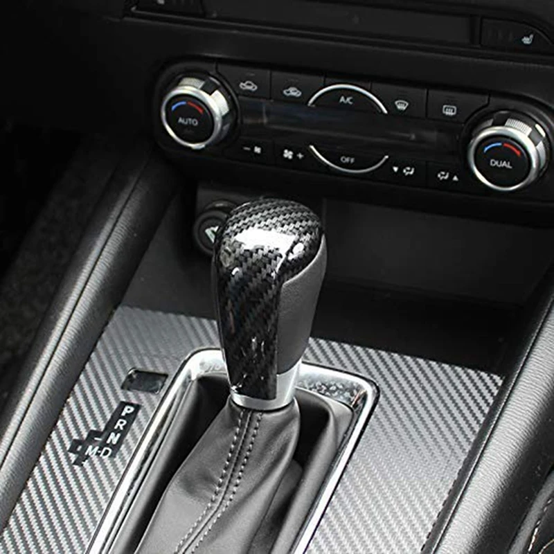 4X Sport Style Carbon Fiber Print Gear Shift Knob Cover Trim For Mazda 2 3 6 CX-3 CX-5 image 2